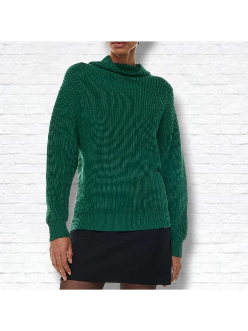 Aritzia Wilfred Montpellier Emerald Green Merino Wool Turtleneck Sweater Sz XXS